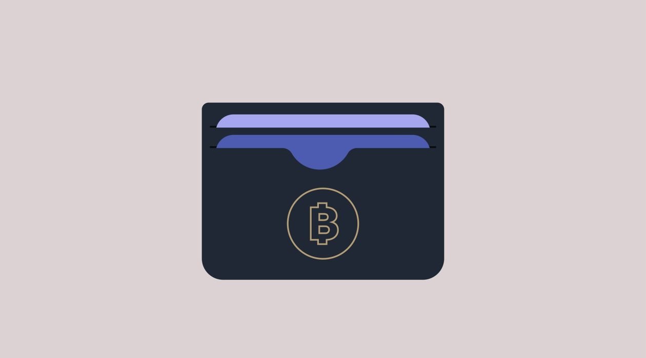 A crypto currency wallet with a golden bitcoin logo on it